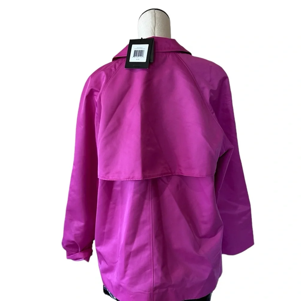 NWT Ellen Tracy Double-Breasted Raincoat In Color Fuchsia
